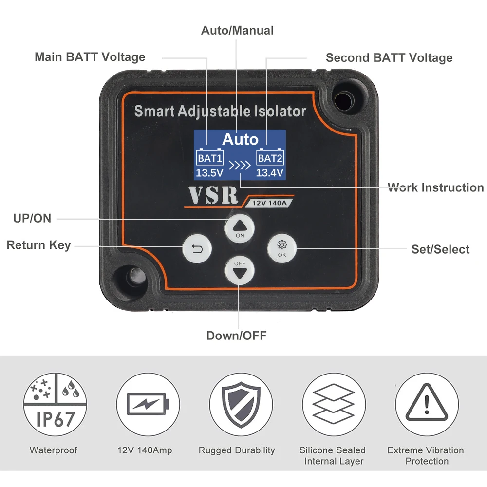 รีเลย์แบตเตอรี่แยกแรงดัน140A 12V, รีเลย์อุปกรณ์เสริมรถยนต์ vsr vsr สำหรับตั้งแคมป์