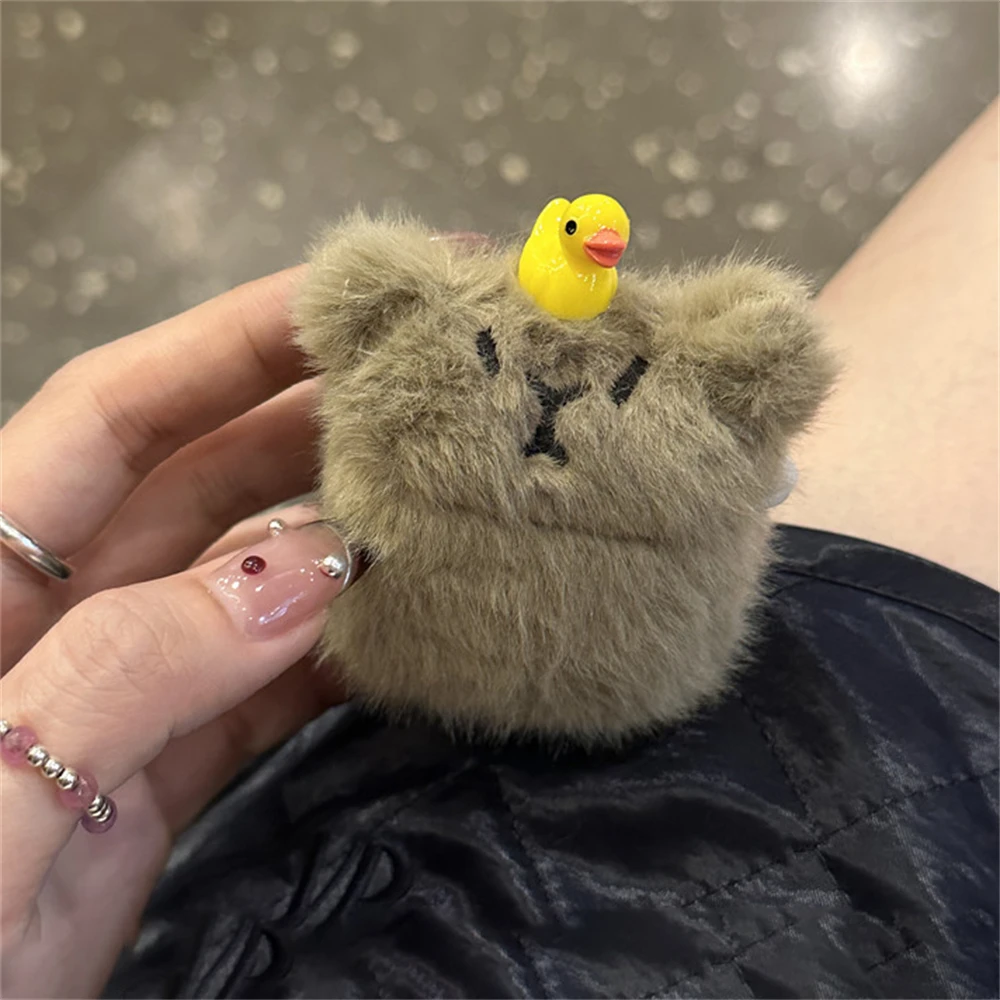 

Winter Kawaii Cute Plush Dack Capybara Earphone Case For Airpods 1 2 3 Pro 2 Wireless Bluetooth Headset Charging Box Soft Cover