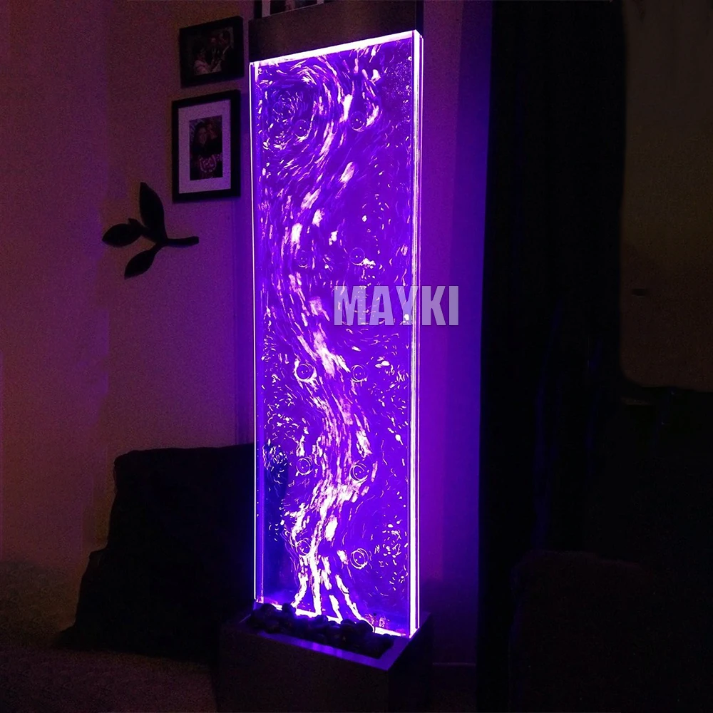 

Customization.Indoor Fountain Waterfall Water Curtain Sensory Acrylic Bubble Wall Water Panel Led Bubble Tube