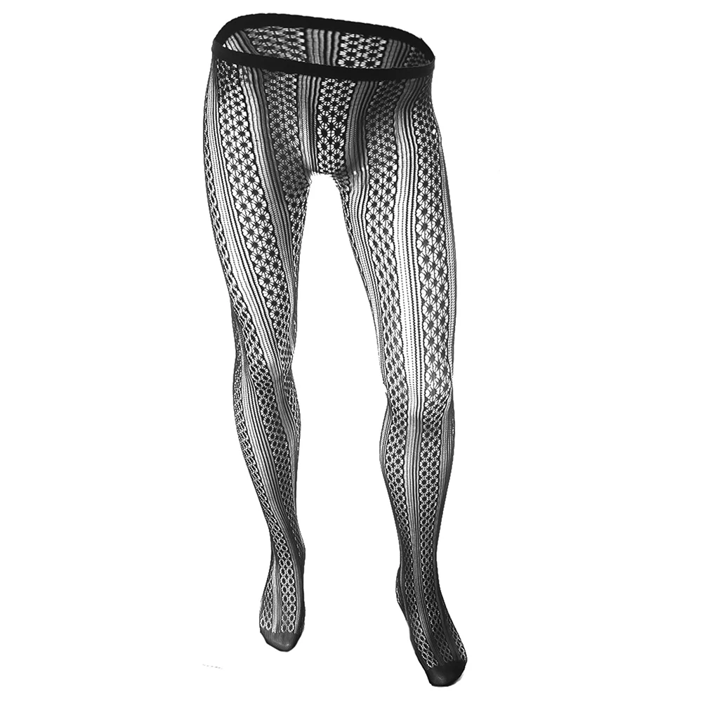 Pantimedias transparentes de malla para hombre, calcetín de malla Jacquard, pantimedias con patrón de Jacquard, diseño de malla, tela elástica transparente