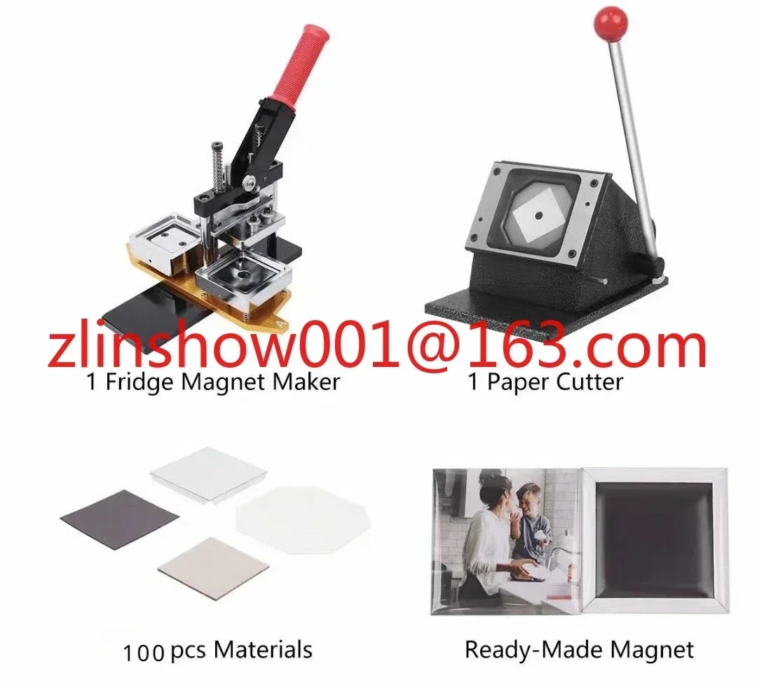 63.5x63.5mm Rectangle Shape Custom Photo Fridge Magnet Button Maker Button Machine Kit