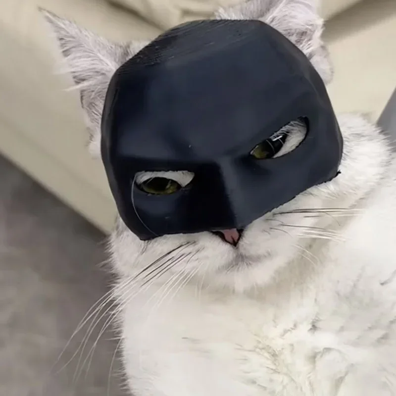 3d Printing Cat Avenger Mask Batman Cosplay Hat Mask Halloween Party Headwear Pet Dog Mask Helmet Props Pet Supplies Photos view 3