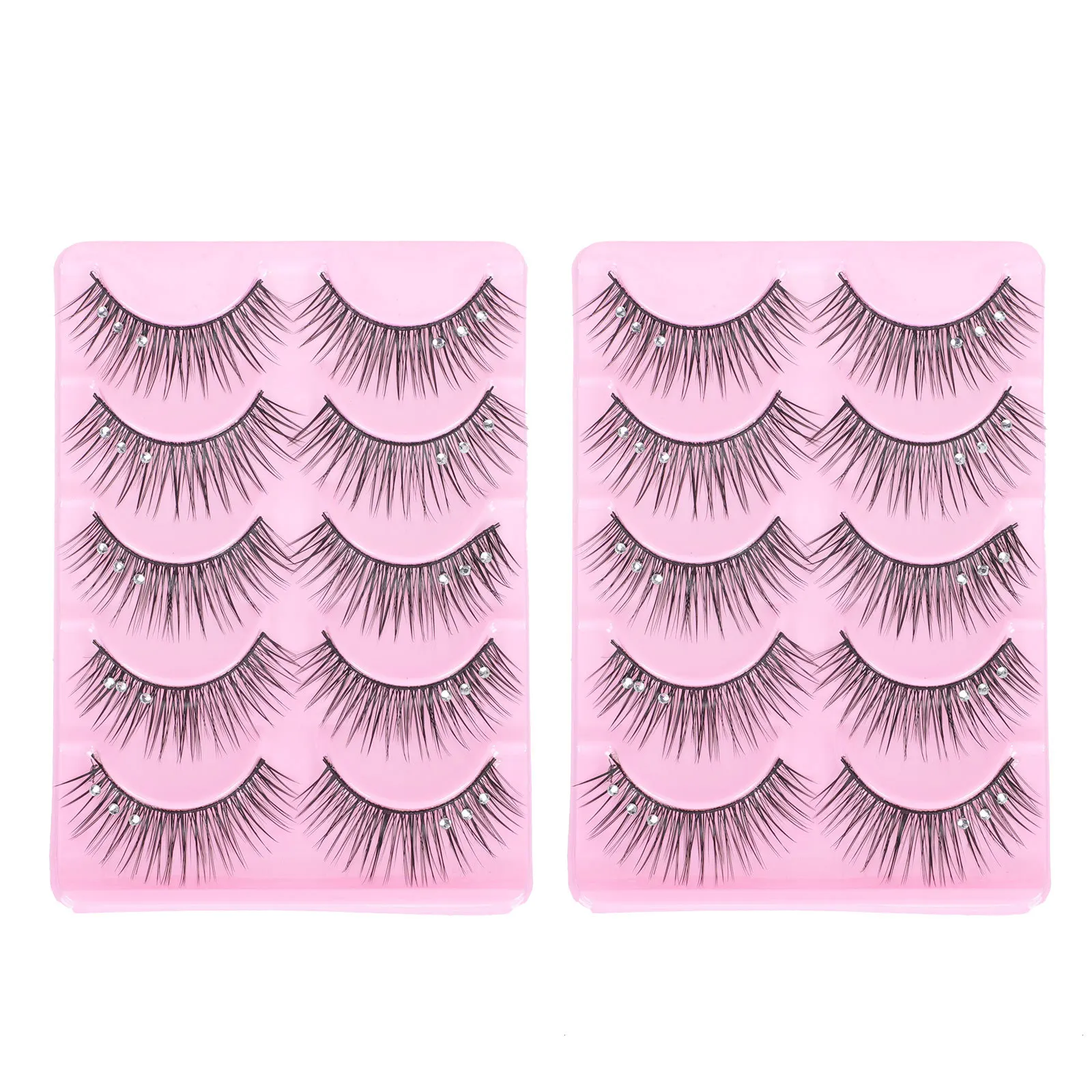 

Diamond Embellished False Eyelashes Black Natural Dense Lash For Party Stage Makeup Women Artificial Fiber Extension