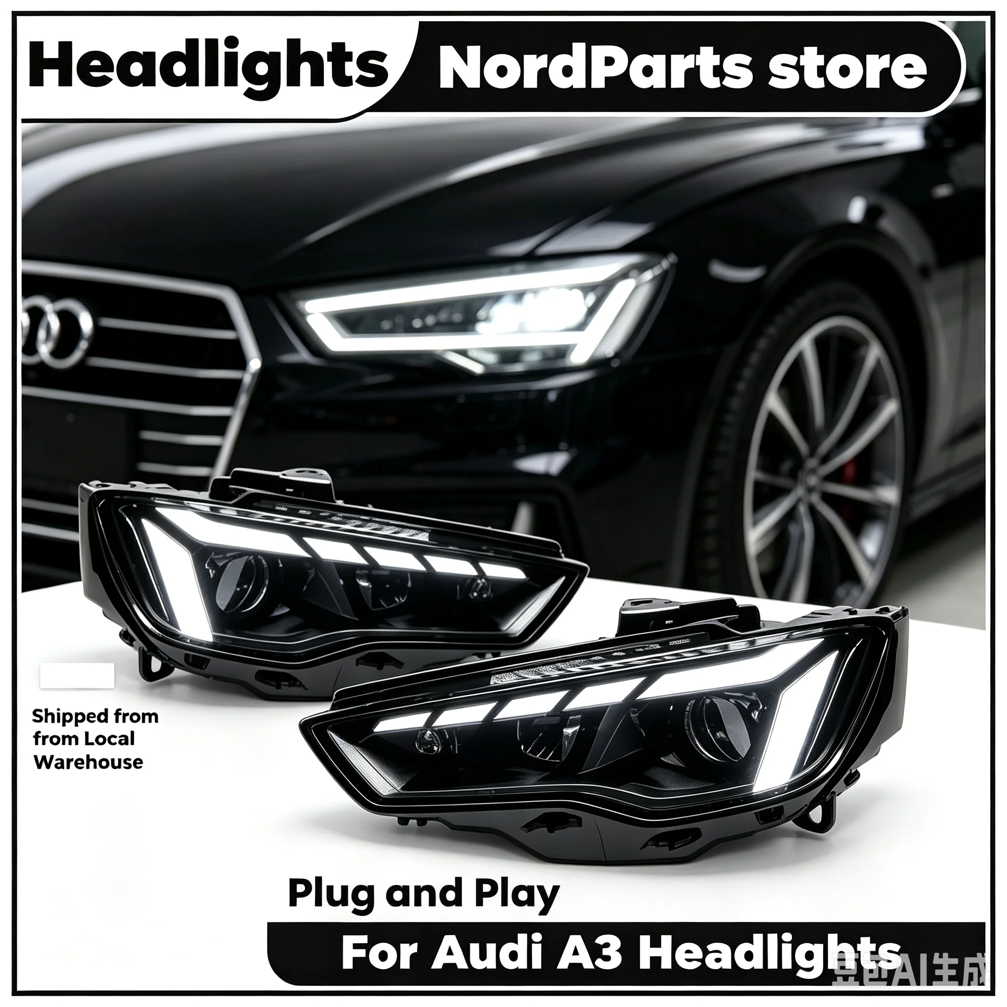 Auto-Styling Scheinwerfer für Audi A3 2013-2016 A3 8V LED-Scheinwerfer Projektorlinse DRL Frontscheinwerfer Auto-Zubehör