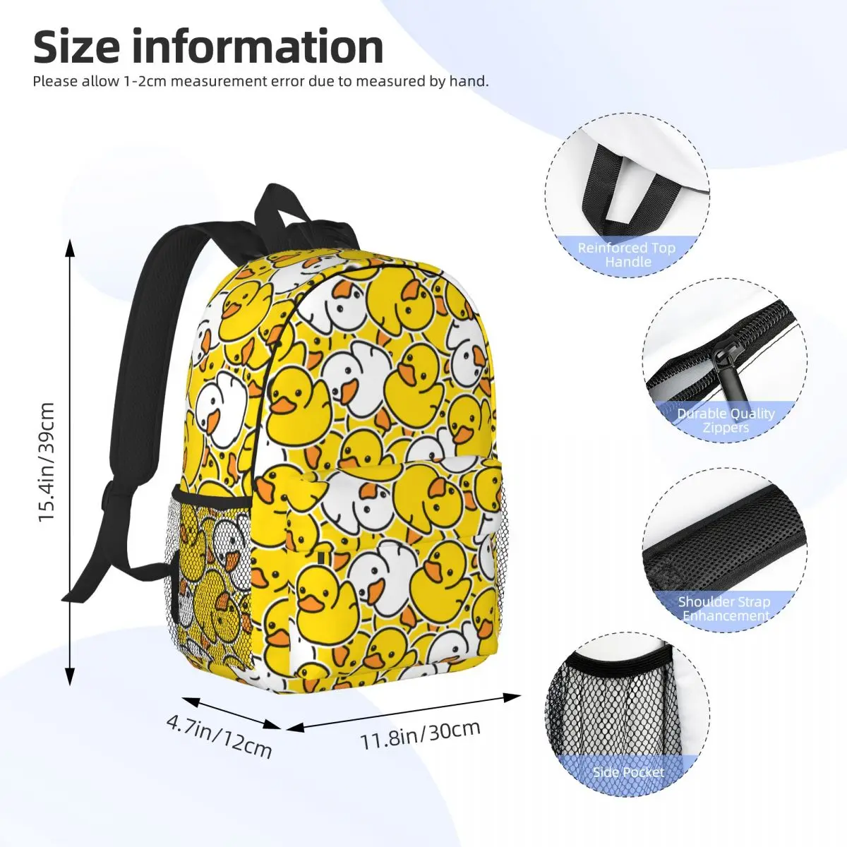 Mochila de viaje con patrón de dibujos animados de patos para hombres y mujeres, bolsa de libros para computadora escolar, bolsas de día para estudiantes universitarios