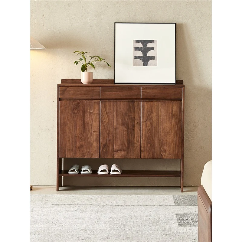 

North American black walnut shoe cabinet household solid wood storage cabinet