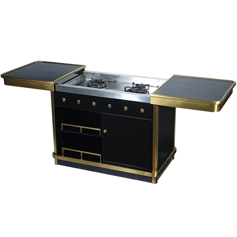 High-end cooking cart hand-pushed mobile car private room on-site heating cooking hall car