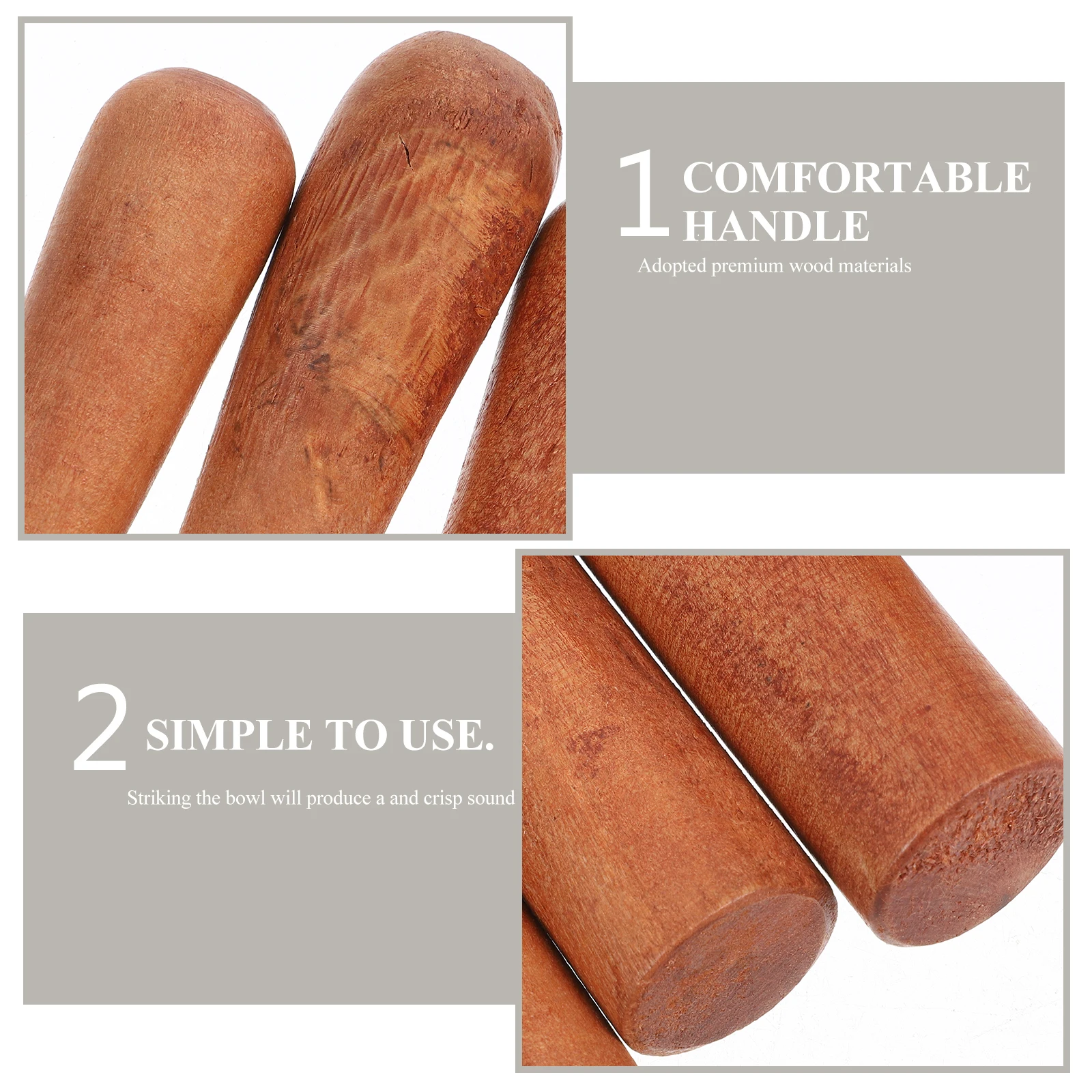

4 pcs Wooden Singing Bowl Mallets Buddha Sound Bowl Strikers Handmade Chanting Bowls Stick For Gong Rod Knocking Accessories