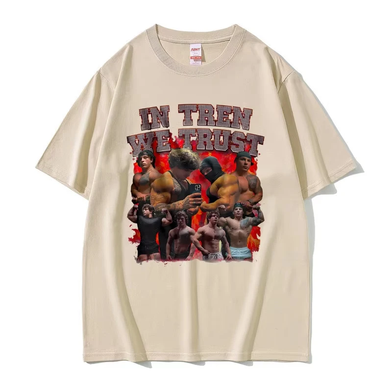 In Tren We Trust Tren Twins T-shirt Male Bodybuilders Fitness Gym T Shirts Men Women Cotton Oversized Tees Men's Casual Tshirt