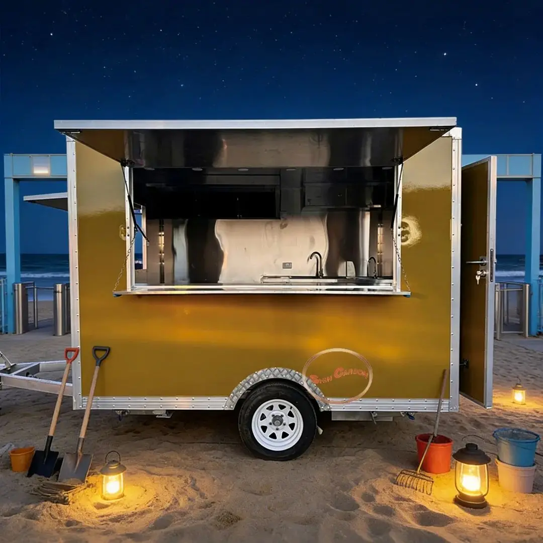 

Customizable Mobile Kitchen Cart Food Vending Trailer Fully Equipped for Hot Dog Burger Coffee Outdoor Catering Business