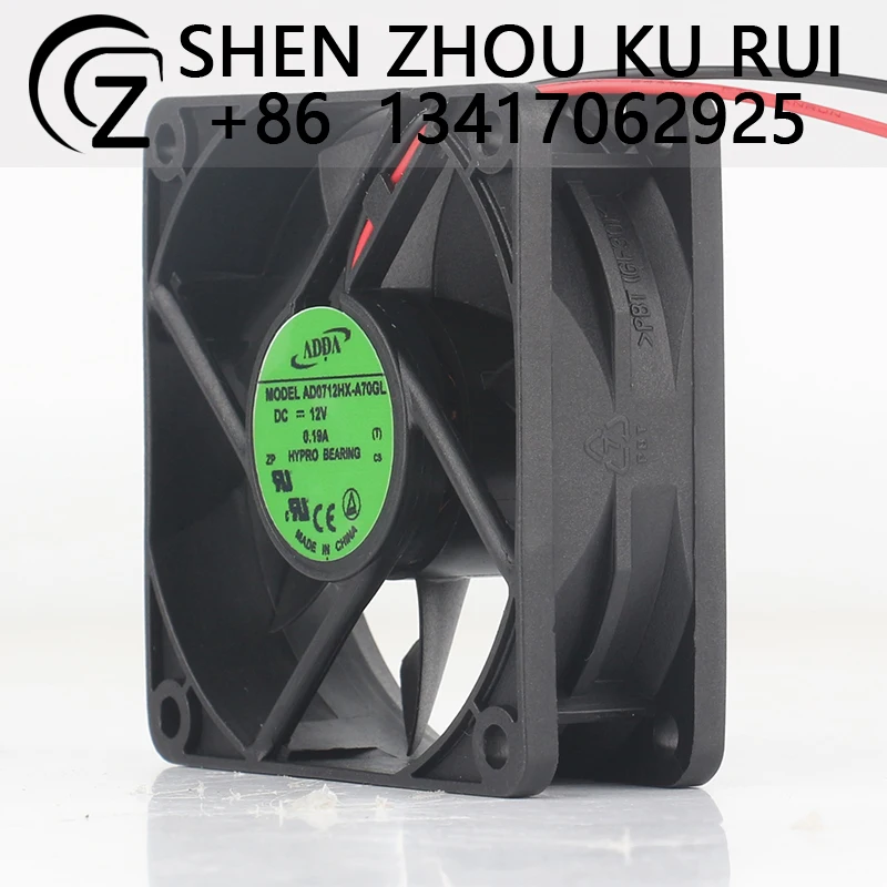 Original ADDA AD0712HX-A70GL 5V 24V 48V DC 12V 0.19A AC EC 7025 70X70X25MM 7CM Power Chassis Inverter Two-wire mute cooling fan