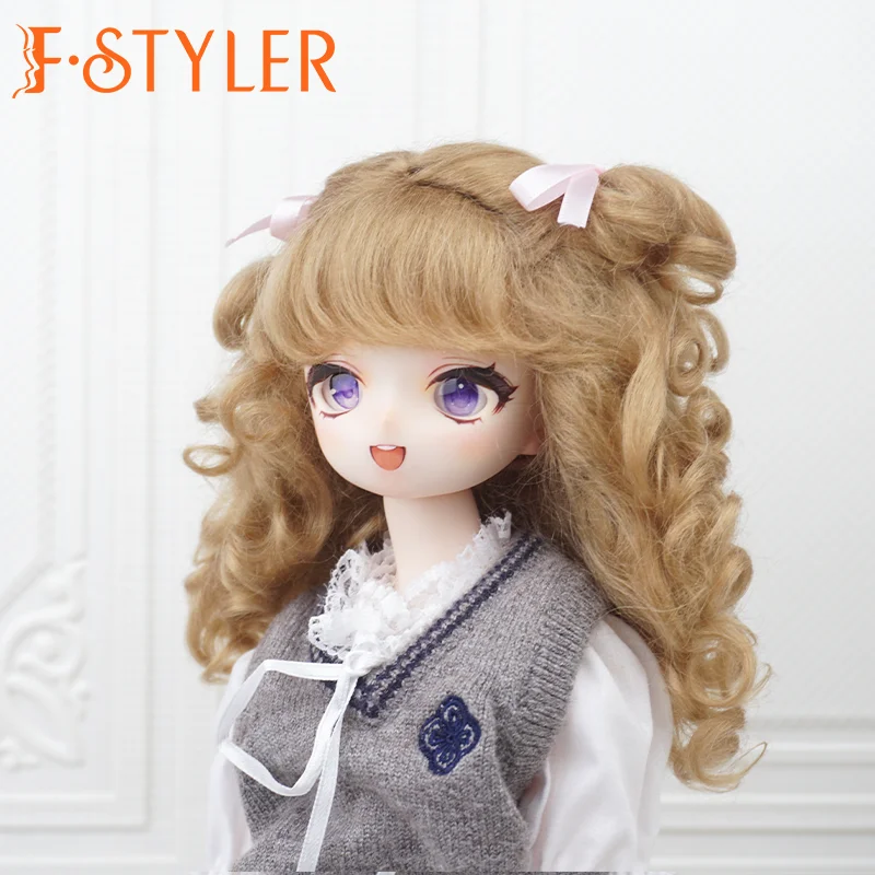 

FStyler Doll Wig Cute Curl Bow Buns Style BJD Doll Soft Mohair Various Colors Hair Accessories In Stock1/3 1/4