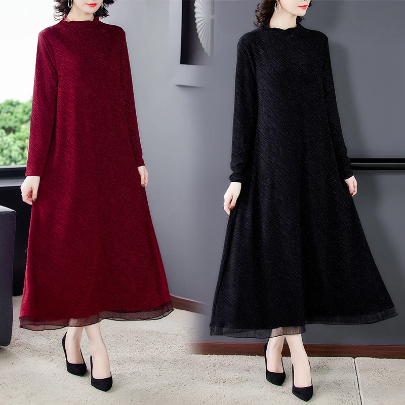 

2023 Solid Vintage Elegant Maxi Dress Spring Autumn Casual Black Midi evening Vestidos Bodycon Long Sleeve Party prom Dresses