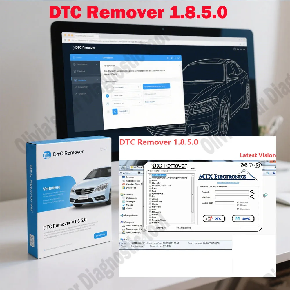 

DTC Remover 1.8.5.0 OBD2 Software For KESS KTAG FGTECH MTX DTC Remover Car accessories With Keygen + 9 Extra ECU Tuning Software