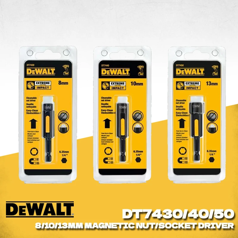 DEWALT DT7430 DT7440 DT7450 Cleanable Hexagonal Magnetic Nut 8/10/13MM Socket Driver Dewalt Power Tools Accessories