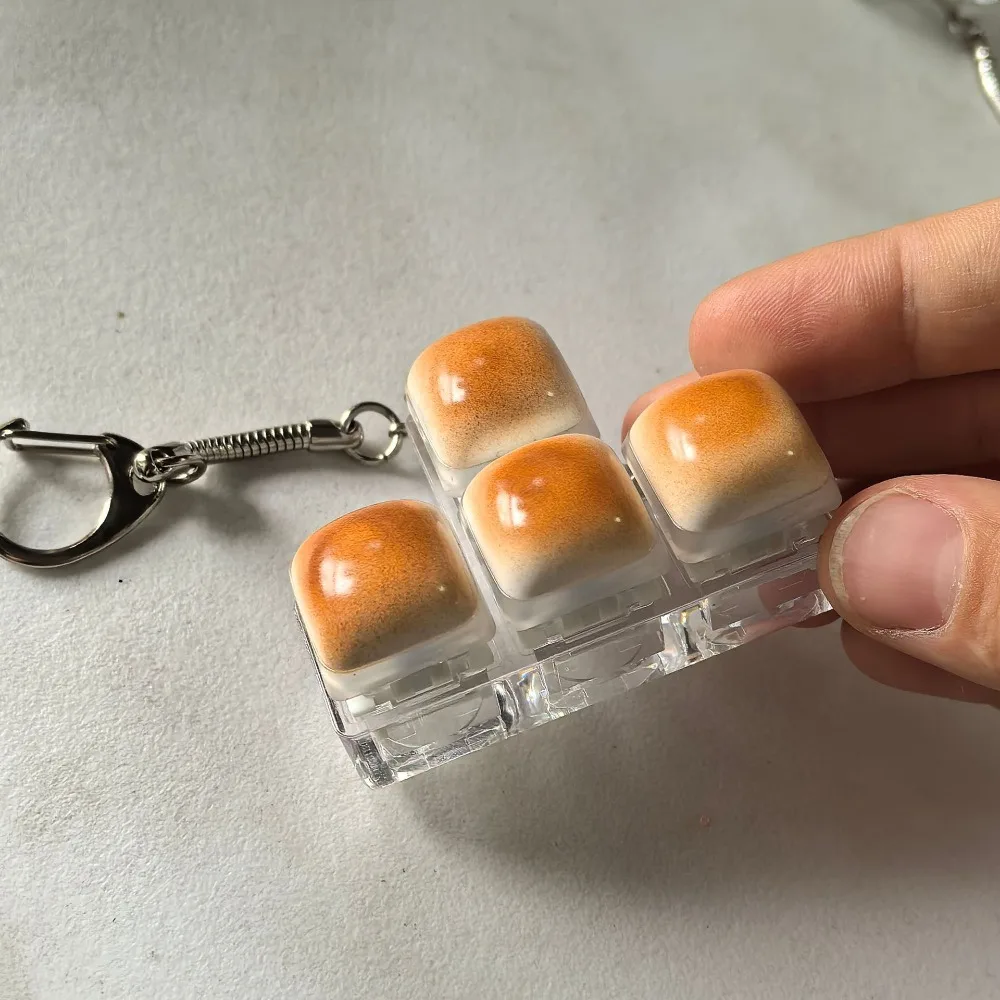 Karamell Brot Design Zappeln Schlüsselbund DIY Tastatur Tasten Taste Taste Keycap Schlüsselbund Relief Stress Keycap Finger Tastatur Kappe
