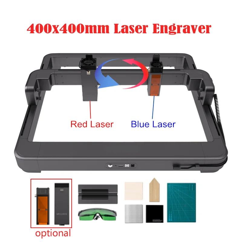 

400x400mm 10W Laser Engraver Engraving Machine Dual Laser Heads Woodworking Cutting Machine for Metal Paper Glass Plastic Leathe