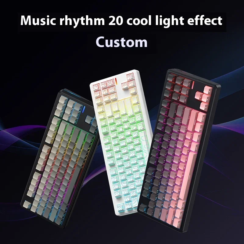 Riccks RS8 V2 لوحة المفاتيح الميكانيكية اللاسلكية بلوتوث 2.4G السلكية 8000mAh RGB Hotswap عدم الاتصال دعم QMK لوحة المفاتيح لعبة الكمبيوتر
