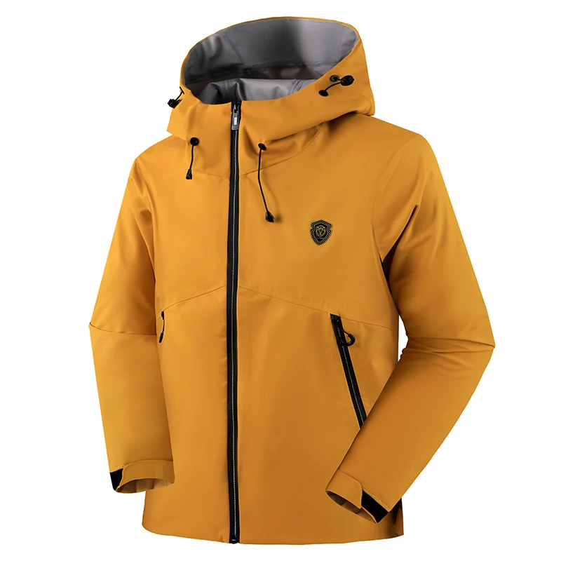 

Men's Shield Logo Lightweight Tactical Jacket - Waterproof, Adjustable Hood Reflective, Safe Trendy for Night Hiking & Street