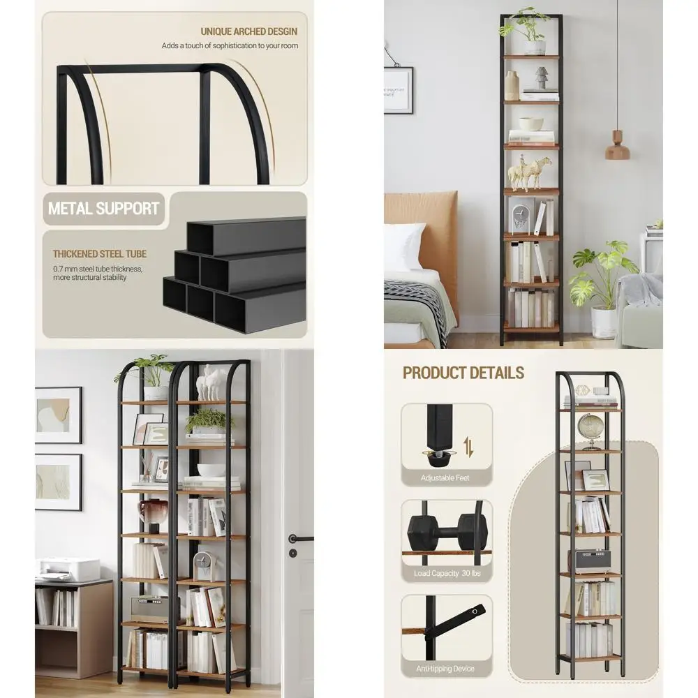 

Книжная полка Узкий книжный шкаф, высокая полка для хранения со стальным каркасом, напольная полка для дисплея, тонкая книжная полка для учебы и жизни R