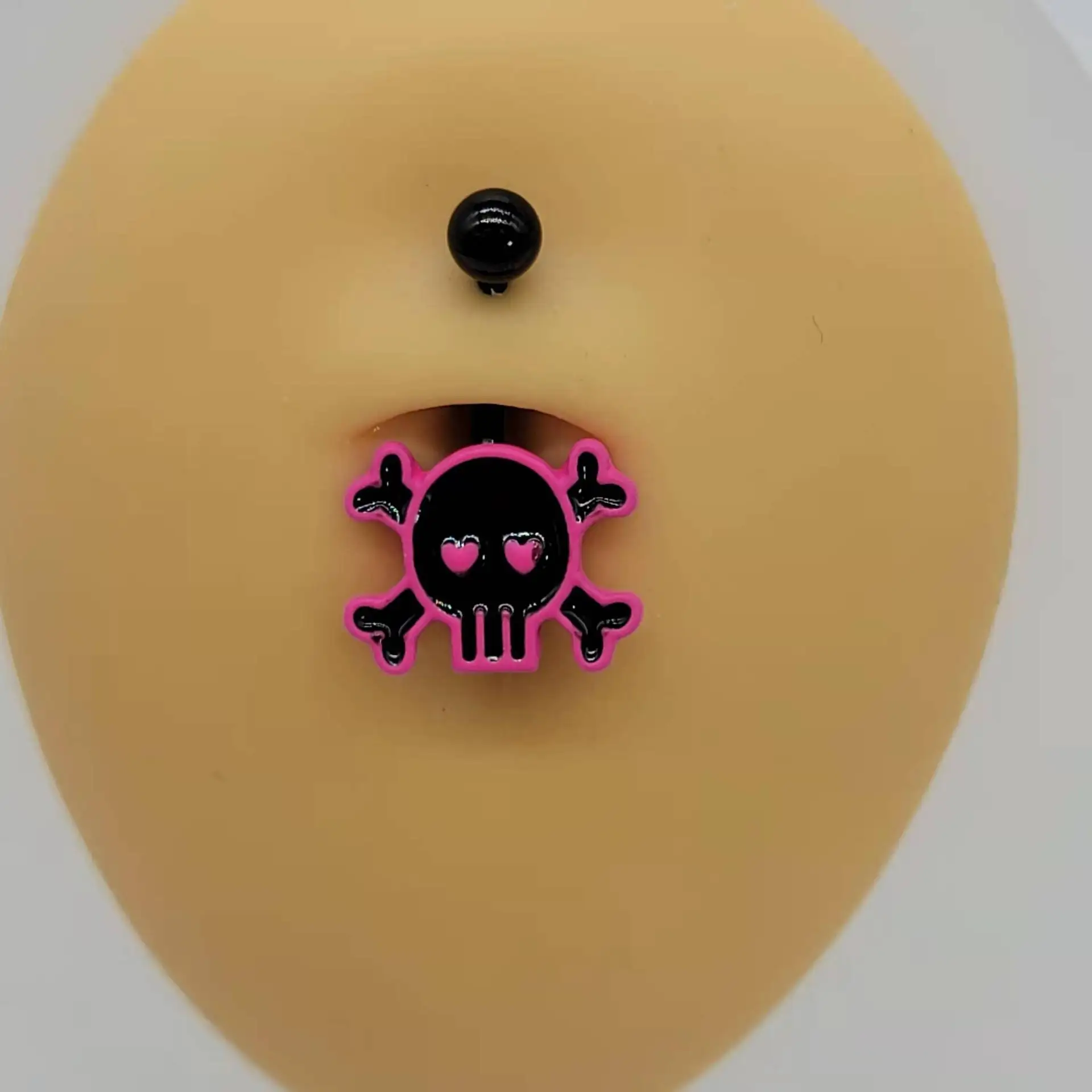 Skull Pink Rose Ombligo Piercing Punk Black Belly Button Ring Short Ghost Umbilical Navel Rings Body Piercing Jewelry