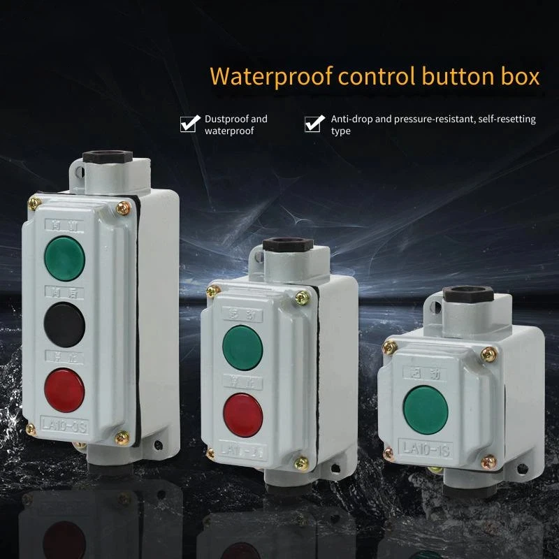 Start-stop Press Buckle Scatola interruttori pulsante impermeabile LA10-2S LA10-3S LA10-1S Pulsante di controllo Guscio in alluminio pressofuso