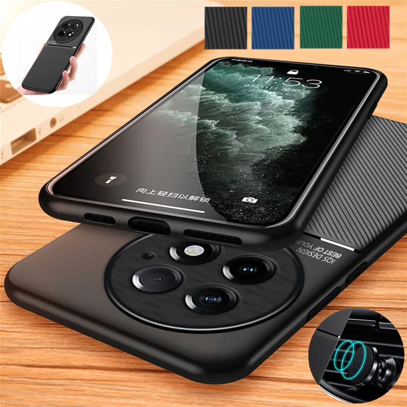 tui antidrapant robuste pour OnePlus 13 One Plus 13R, housse de voiture avec support d'aspiration magntique intgr, Coque Fundas