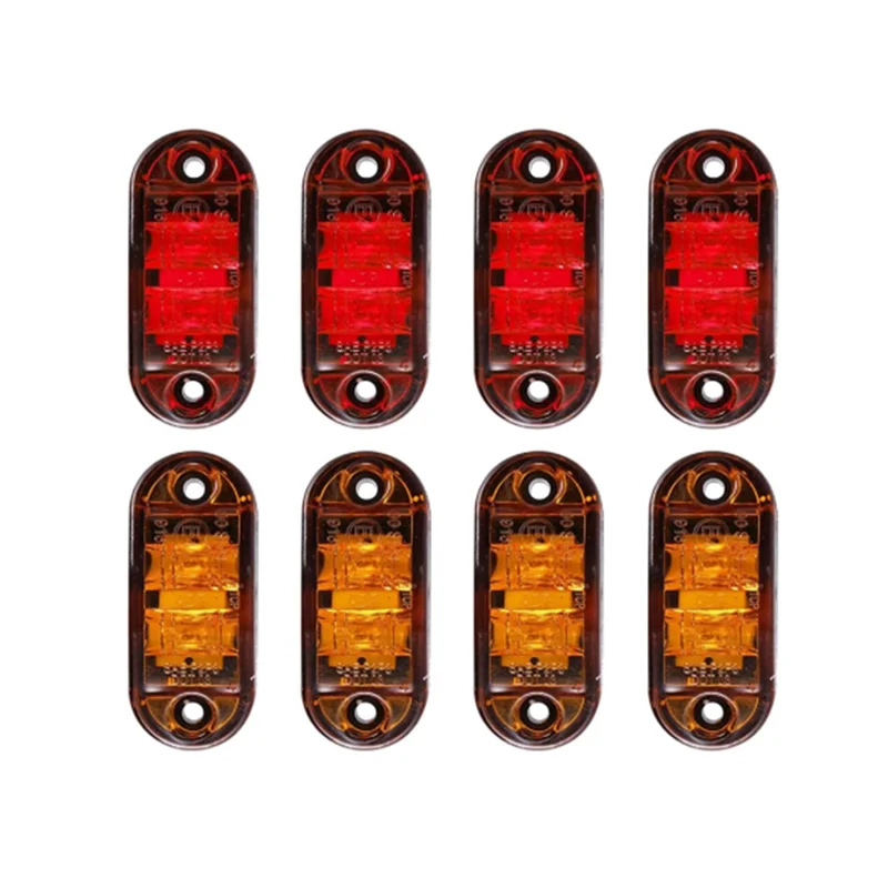 Amber Red 2.5 inch Oval LED Trailer Truck Clearance Light Side Marker Light 8PCS, Waterproof Marker Indicators Light