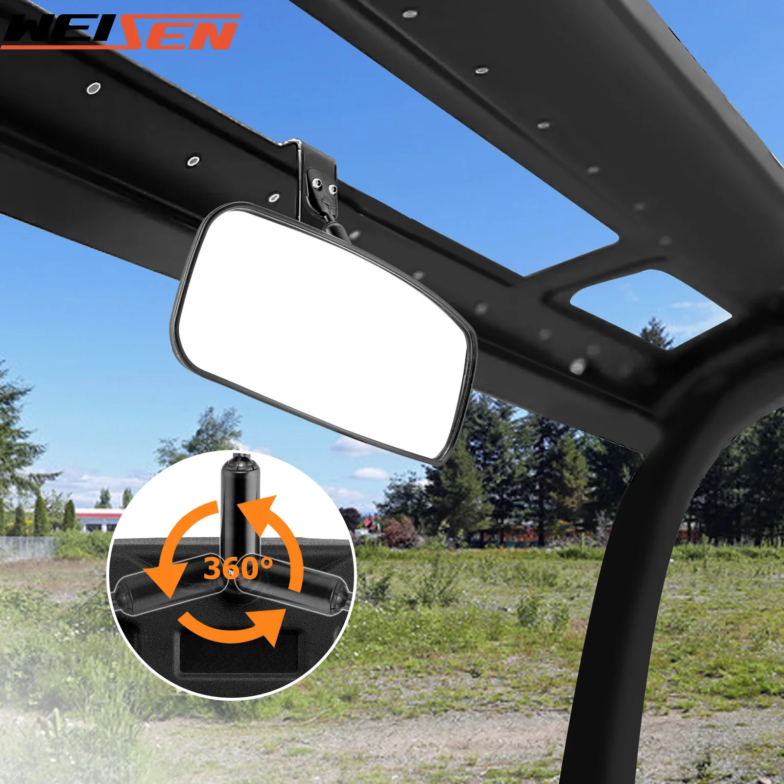 

UTV 360° Weatherproof Convex Center Rear View Mirror Side Rearview for 2017-2024 Polaris Ranger 500 570 900 1000 XP EV 2879969