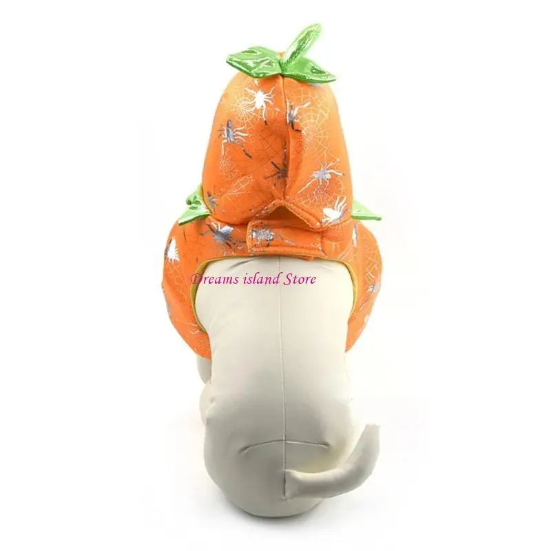 Ropa perros Halloween con lindas con capucha forma calabaza carnavales disfraz hx6c