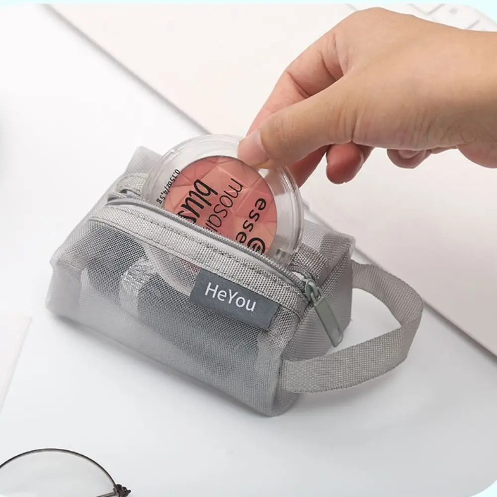 Outdoor Transparent Mesh Storage Bag Nylon Zipper Pouch Small Coin Purse Small Wallet Key Bag Transparent Cosmetic Bag Student