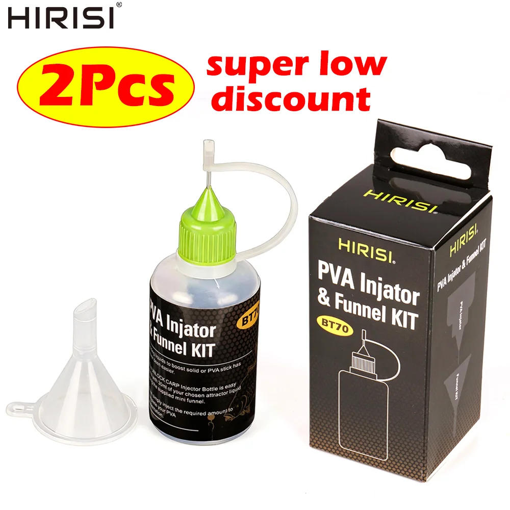 Hirisi 2Pcs BT70 PVA Liquid Injector Funnel Kit Carp Fishing Bait Injector Boilie PVA Bag Carp Fishing Tackle Accessories
