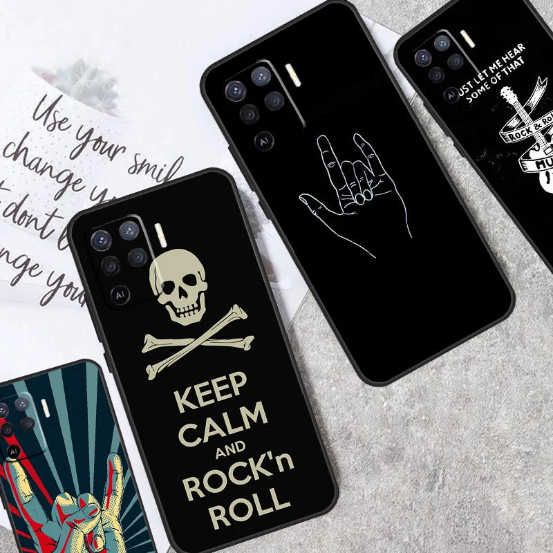 Rock Roll Skull For OPPO A57S A54S A53S A58 A78 A98 A16 A76 A96 A54 A74 A94 A5 A9 A52 A72 A15 A17 A77 Case