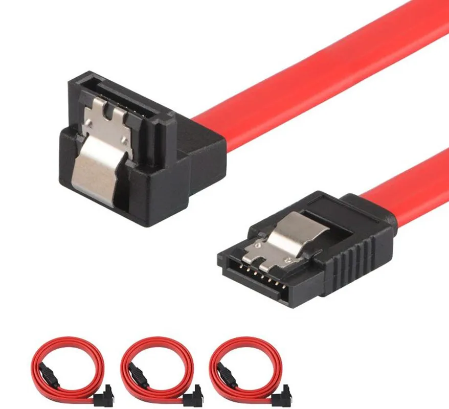 [2 Pack]  SATA III 6.0 Gbps Cable with Locking Latch, 90 Degree Right-Angle SATA III Cable 50 cm