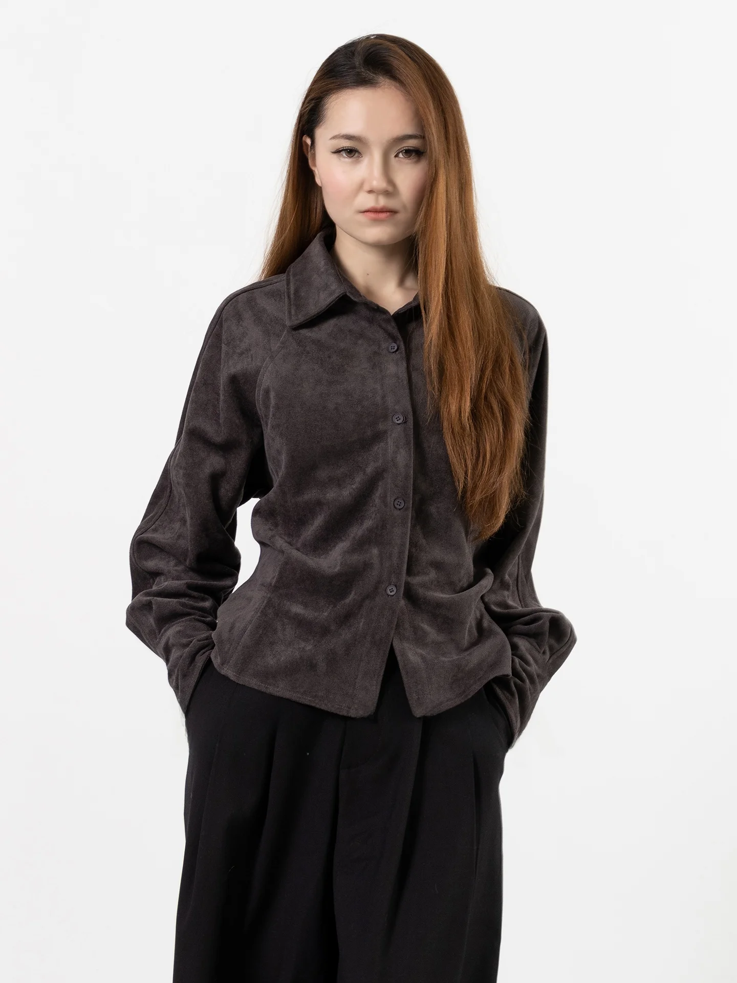 

DianThia Suede irt Women's Autumn Winter Sle Belted ort irt Casual Sle Waist-Cinching Design Classic Preppy Look