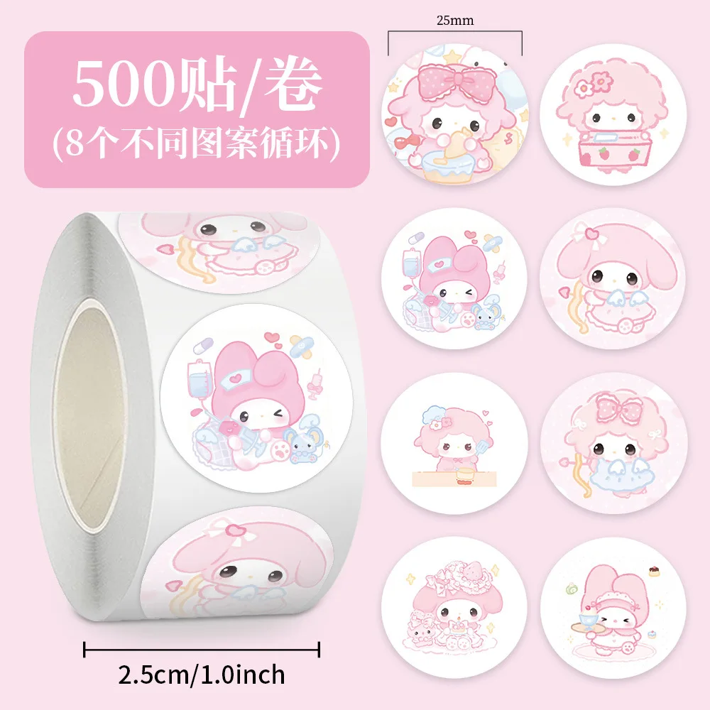 500PCS/Roll Sanrio Mysweetpiano Melody Friends Cartoon Sealing Sticker DIY PVC Laptop Decals Decoration Stiker Reward Gift Toys