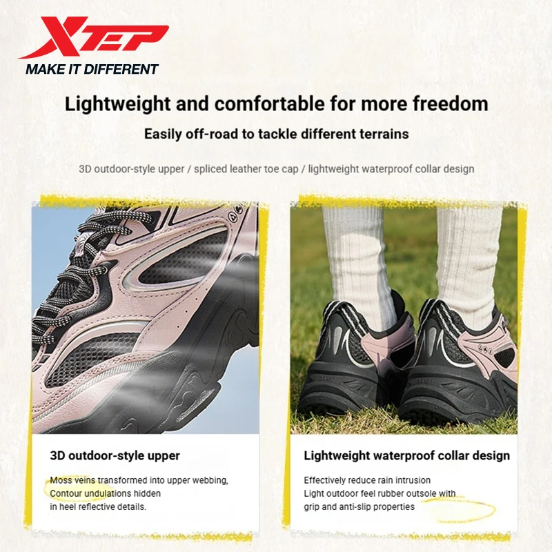 Xtep Casual Shoes Women's 2025 Spring Lightweight Running Shoes Thick Sole Increase Street Style Sneakers 875318320009