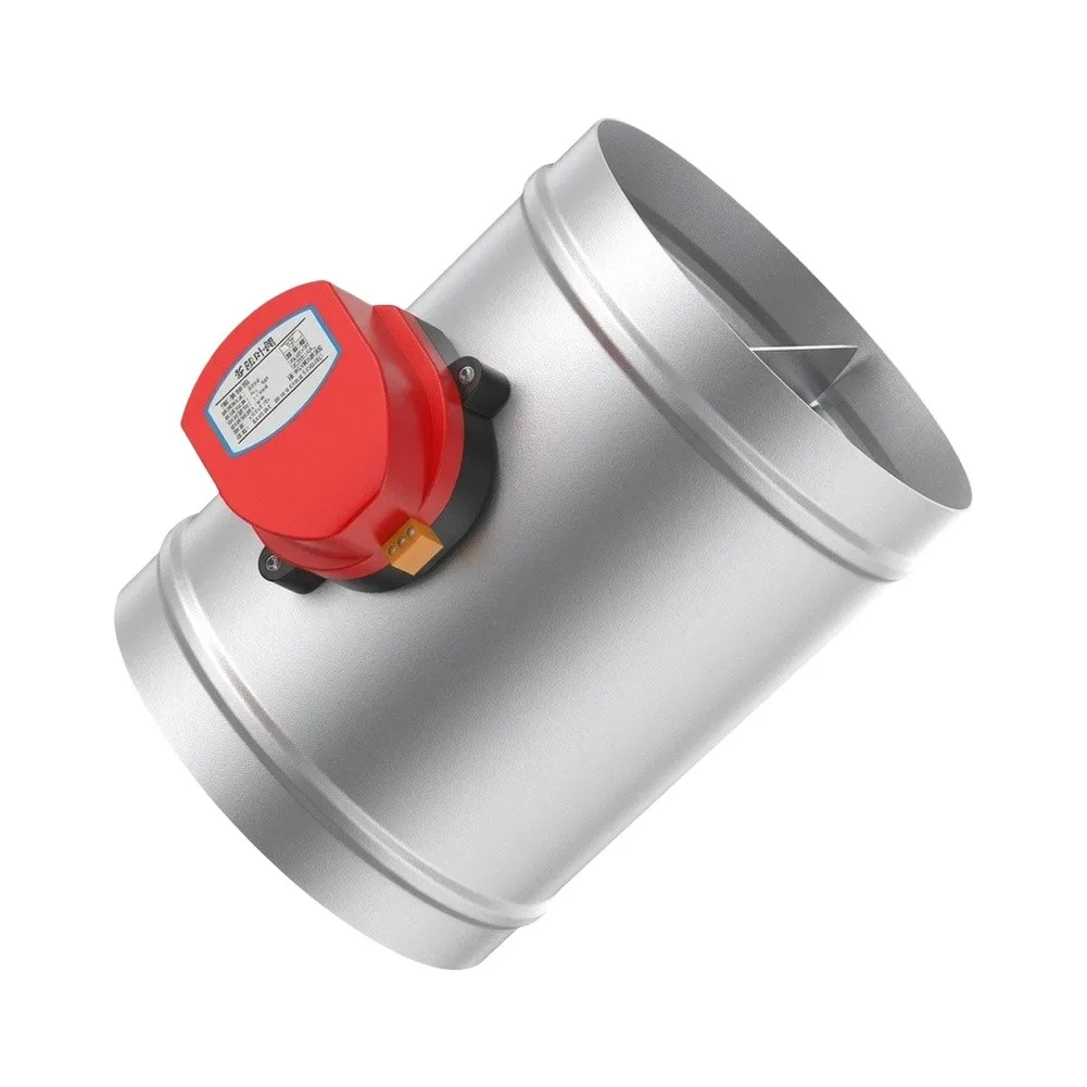 220V Galvanized Motorized Air Damper Check Valve Fit 3/4/5/6/8 Inch Round Duct HVAC Ventilation Air Volume Control Pipe Fitting