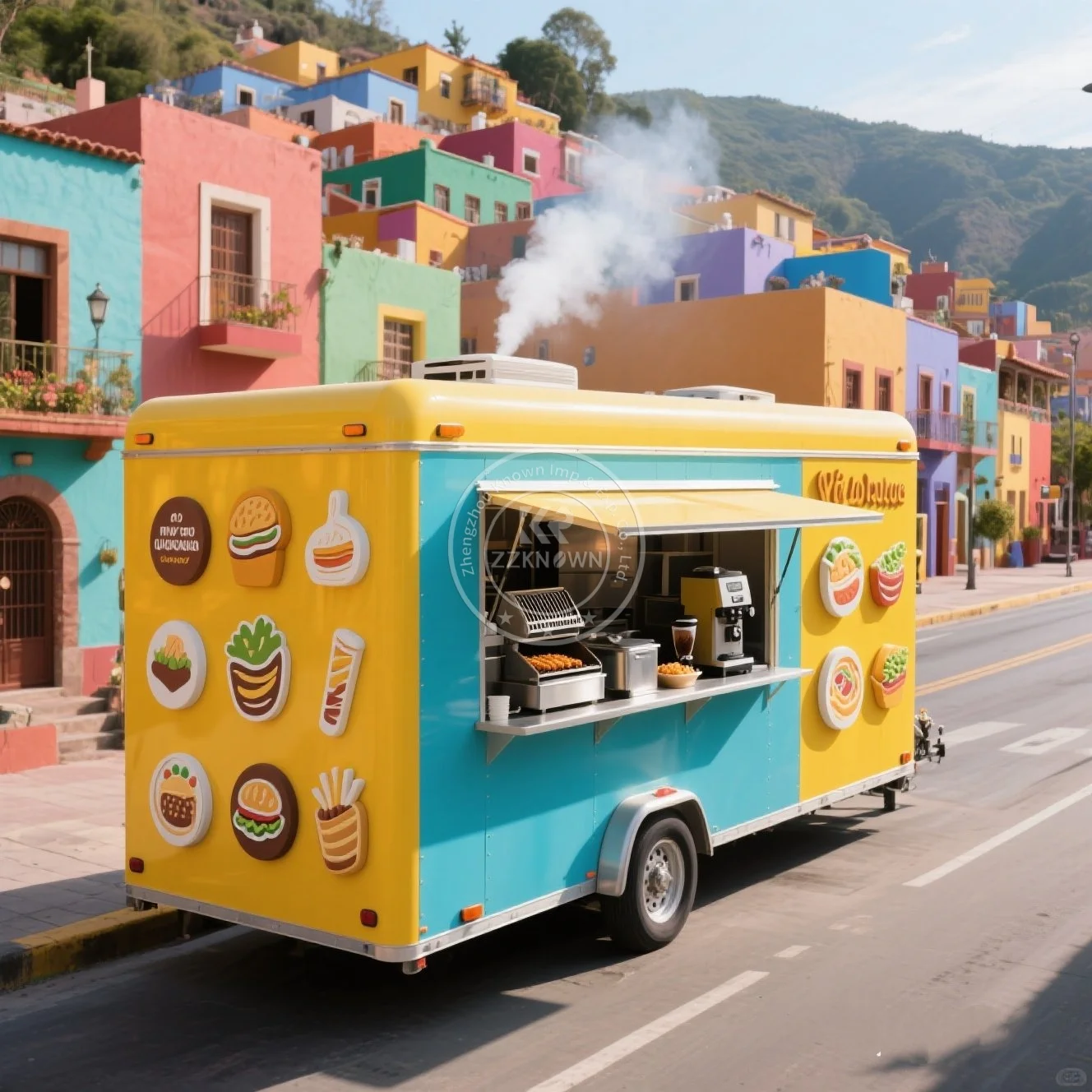 

2025 Towable Food Trailer for Sale Ice Cream Vending Carts Stainless Steel Food Truck Food Tractor Support Customization