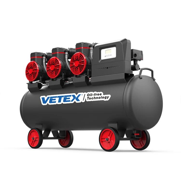 

Factory High Quality Low Noise Silent Double Cylinder Portable Oil Free Air Compressor 8bar 116PSI 1600W with 150L tank