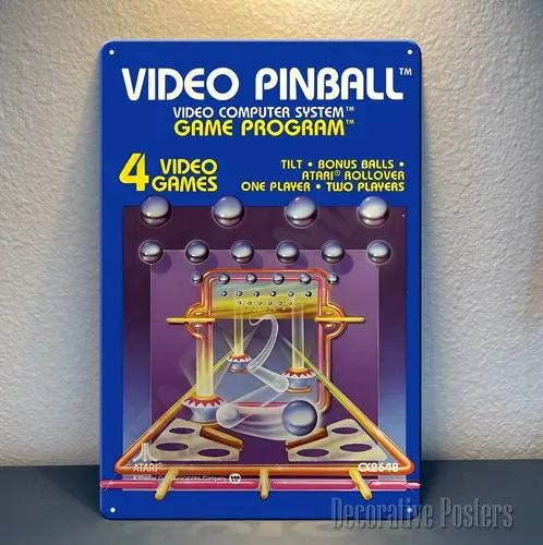 Video Pinball Retro Game Metal Poster - Size: () Sign