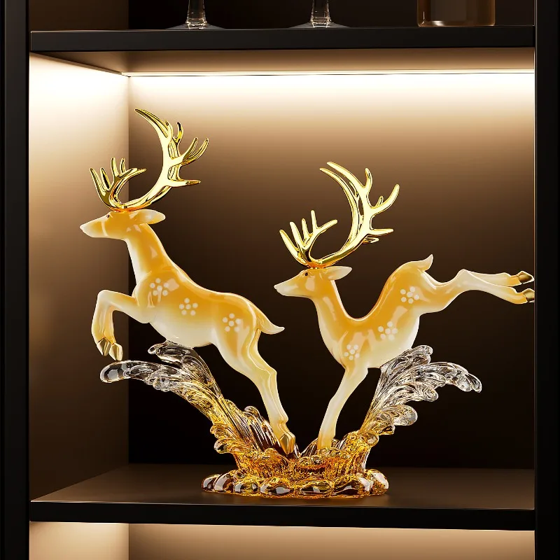 

Wind And Water Rise,Deer,Statuette Decoration,Resin Living Room Foyer,Wine Cabinet,TV Cabinets,Figurine Artwork Decorations,Gift