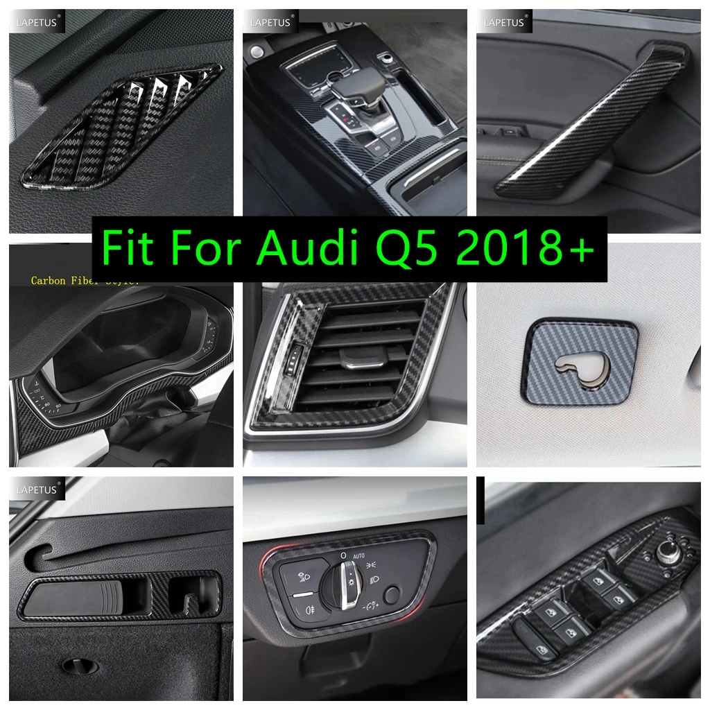 

For Audi Q5 2018 - 2023 Carbon Fiber Auto Interior Window Lift Button / Upper Air Outlet / Gear Shift Box Cover Trim Accessories