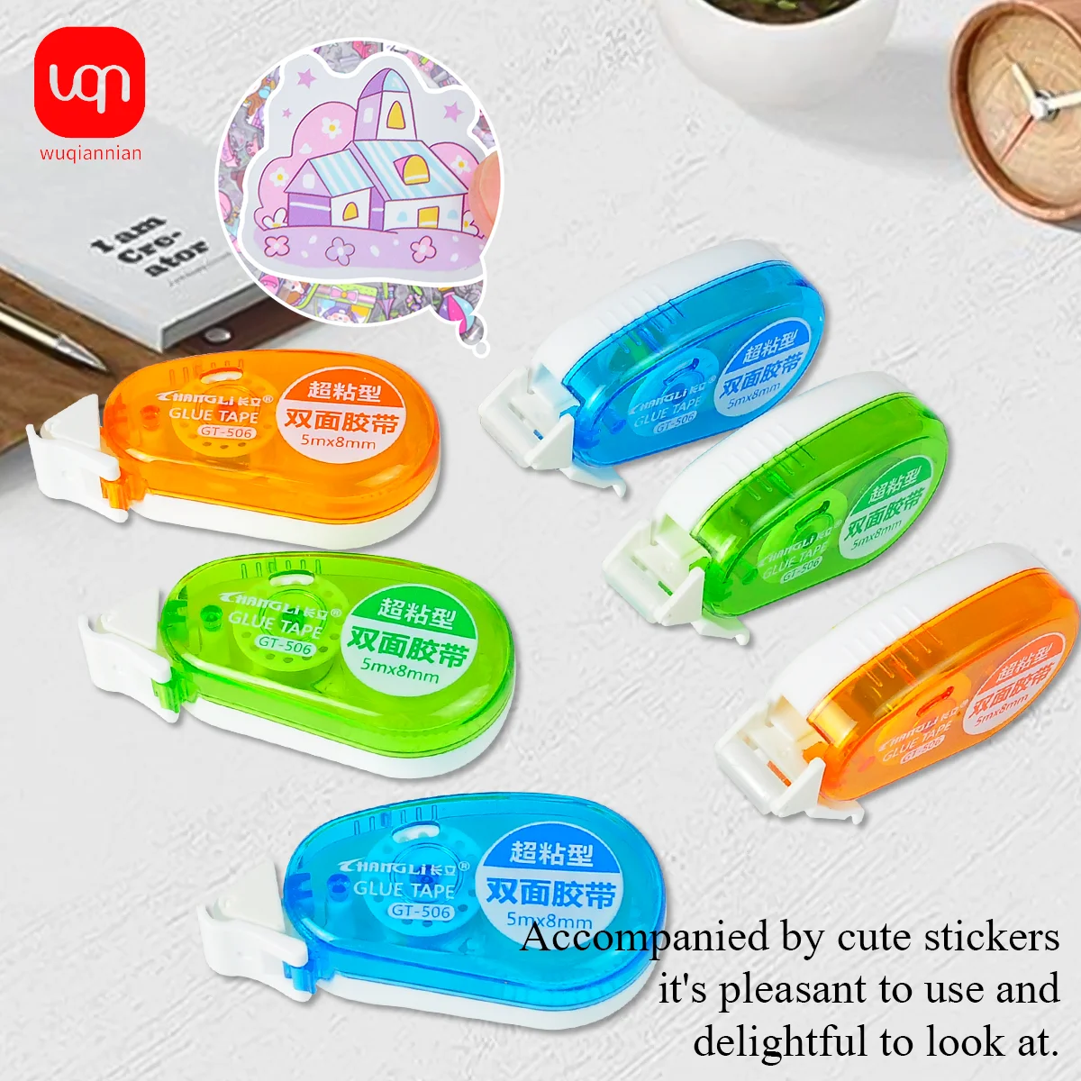 

WQN-4PCS Simple Double Sided Tape Organizing Collage Photo Album Photo Collection School Office Stationery Supplies Roller Tape