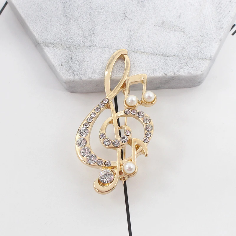 1Pc Fashionable Musical Note Brooch, Trendy Elegant Collar Pin, Ladies' Exquisite Jewelry Accessories, Christmas Party Gifts