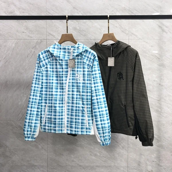 

Embroidered Alphabet Checkered Hoodie High Neck Submachine Jacket Mertra Jacket Spring Autumn Men Women Sports Coats