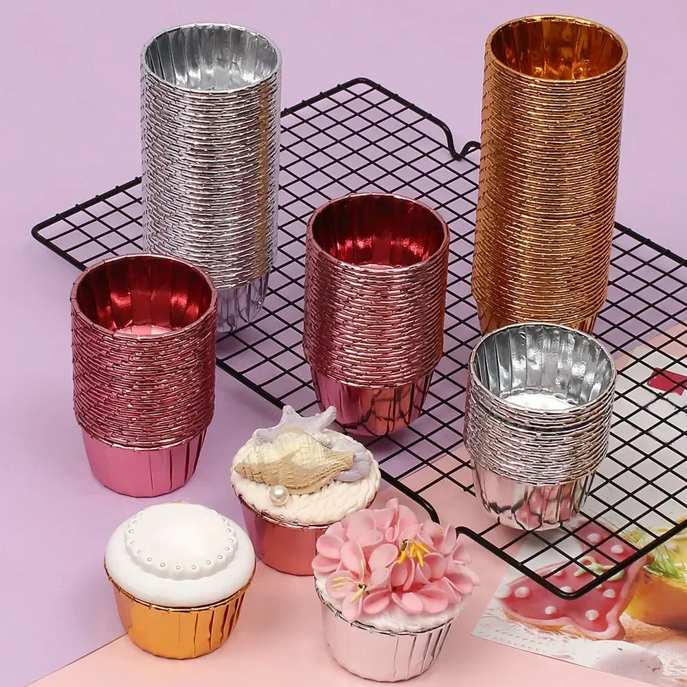 100Pcs Muffin Case Striped Cupcake Paper &Foil Coated Cup Cake Mold Baking Cake Cups Mould Bakeware Kitchen Accessories