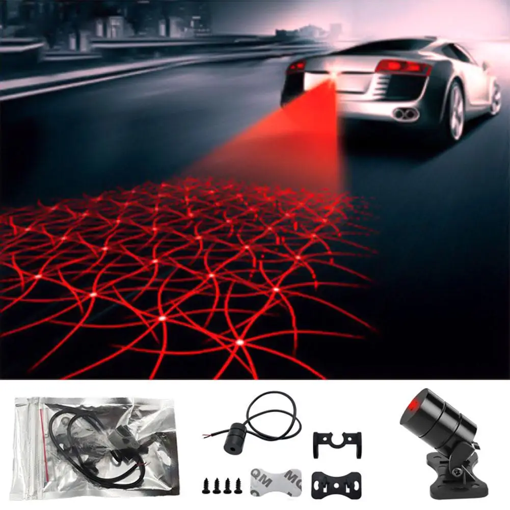 24V 12V Laser Projector Lens Motorcycle Taillight Car Fog Lamp Brake Signal Light Rear Warning Decorative Bike Accessories