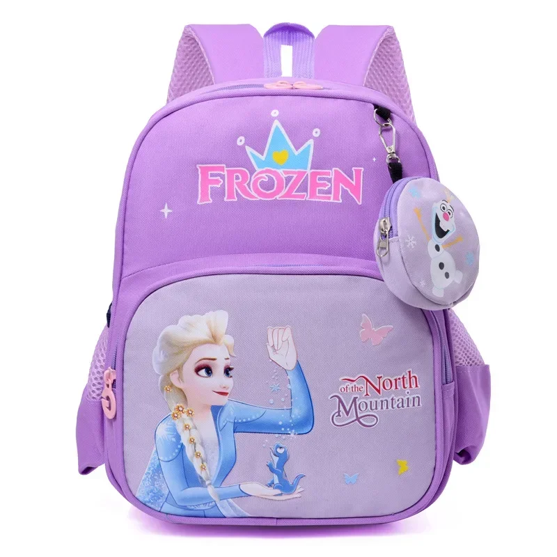 Sac à Dos d'École Maternelle Disney Frozen Elsa pour Garçon et Fille, Interrupteur Porte-Monnaie Princesse pour Bébé