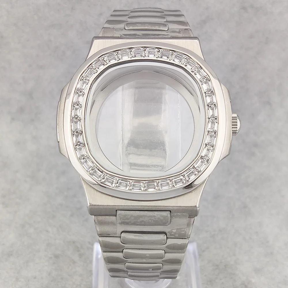 39mm Case Diamond Gemstone Case NH35 Watch Case Stainless Steel Sapphire Glass Case Suitable For NH35 NH36 Movement